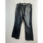 Womans VS2 Black 100 % Leather Pants 12 P Zip Front Flared Legs Back Pocket Size 12P Photo 1