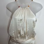 ZARA  Ivory Satin Effect Beaded strapless dress Size small classic side slit NWT Photo 3