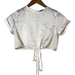 LIONESS Tongue Tied Crop Top White Sheen Short Sleeve Small Photo 2