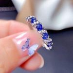 18K White Gold Plated Adjustable Blue Crystsl Sapphire Ring for Women Photo 0