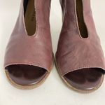Lucky Brand  Joal Bootie Size 6.5 M Raisin Wild Leather Maroon Peep Toe Heel Photo 3