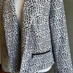 Calvin Klein Leopard Print Blazer Jacket, Open Front, Statement Style, Black White, Chic 16W Photo 2