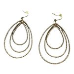 Teardrop Dang Tiered Earrings Glitter Corded Hook Back Gold Formal Casual Photo 3