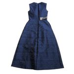 Kay Unger NWT Belinda Midi in Midnight Blue Pleated Jacquard Dress 2 $268 Photo 5