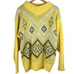 Vintage Retro Fair Isle Yellow Oversized Sweater Size M Photo 3