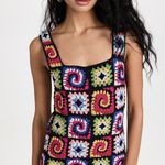 STAUD Psychedelic crochet knit cotton mini dress in acid rainbow sz L large NWT Photo 0