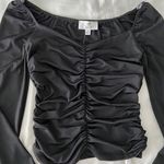 Live in the Moment Black Long Sleeve Cinch Detail Crop Top Photo 1