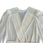 Lizzy & Johnny by Lucero Cream Midi Dress Vintage Pleated Surplice Belted M Size M Photo 7