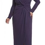 Dress the Population Naomi Long-Sleeve Twist Long Maxi Gown Purple 3X Plus Size Photo 1