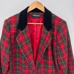 Sag Harbor Blazer Jacket Womens 14/16 Red Tartan Plaid Wool Blend Vintage Photo 1