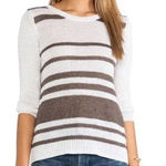 360‎ Sweater Jagger Sweater Stripe Crossback Knit Linen White Brown Size Medium Photo 0