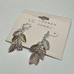 LC Lauren Conrad Lauren Conrad LC Tri Tone Flower Leaf Charm Dangle Drop Pierced Earrings NWT $14 Photo 2