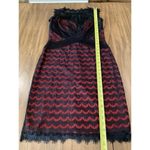 Tadashi Shoji  mix bodice Lace black Red mini sleeveless sheath Cocktail Dress 6 Photo 3