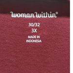 Woman Within  Size 30/32 Burgandy Red Ditsy Floral Layered Sleeves Scoop Neck Top Photo 3