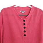 American Eagle Henley Knit Sweater Womens Size M Crew Neck Slouchy Coral Pink Photo 2