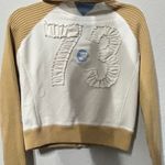 Pepe Jeans Y2K Zip Jacket Ribbed Cream Sleeves & Hood Small Hip-Hop Throwback Photo 5