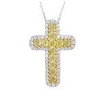 Boutique NEW White Gold Filled Synthetic Diamond Citrine Cross Pendant Necklace, 16-18” Photo 4