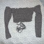 SheIn Ribbed Grey tube top with attached sleeves corset lace up size L Photo 2