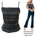 Ann Taylor VINTAGE 90'S 100% SILK ANN TAYLOR PETITES STRIPED CAMI TANK BLOUSE 8 MEDIUM Photo 0