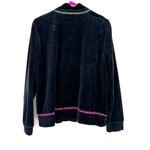 Onque Casuals size large‎ black full zip lightweight jacket velour pink blue Photo 1