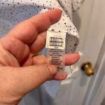 CHAUS NEW YORK Womens White Black Speckle Dot V Neck Roll Tab Sleeve Blouse Sz M Photo 6