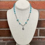 Faux Turquoise Cluster Cross and Spaced Bead Necklace Set Photo 3