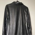 Vintage Havana Black Leather Ruched Shirt Dress Long Sleeve Women’s Size Small Photo 7
