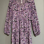 Paisley Grace  Lavender Abstract Floral Print Long Sleeve Tiered Dress Size M Photo 0