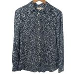 Ann Taylor LOFT Top Women Size S Blue Long Sleeve Roll Tab Sleeve Career Work Photo 0