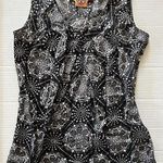Tory Burch  Tank Top 100% Silk Blouse Sleeveless Pleated Geometric Sz S Black Photo 0