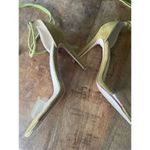 Cape Robbin  Clear toe stilettos in green suede heels shoes for women Photo 2