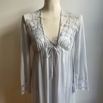 Vintage Long Peignor Set Nightgown Robe Lace Silver Blue Bridal ILGWU Medium Photo 3