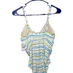 Emerald Bay One Piece Striped Green Yellow White Swimsuit Size 8 New NWT Photo 1