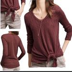 Anthropologie Left of Center Slub Knit purple maroon sweater long sleeve boho Photo 1