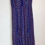 Lulus Cold Shoulder Midi Geographic Print‎ Tie sleeve Dress Navy Womens S Blue Size L Photo 0