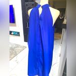 NWOT Royal Blue Woman’s Dress. Light Sleeveless Halter Neck Crepe Midi Dress Photo 7