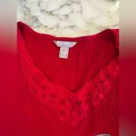 White Stag NWT V-Neck T-Shirt Red 2X (18W-20W) | Embroidered Neckline Plus Size Photo 4