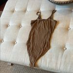 AGOLDE Brown Ribbed V-Neck Spaghetti Bodysuit Size Small Photo 7
