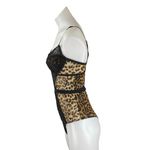 Women's Black Beige Floral Lace Sleeveless Leopard Cami Tank Bodysuit Top Size S Photo 1