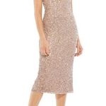 Mac Duggal NWOT Sleeveless Sequined Midi Sheath Dress Rosewood 8 Photo 0