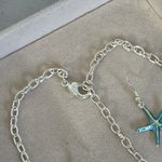 Boutique Boho Silver and Turquoise Blue Starfish Necklace and Earrings Set Photo 6