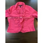 INC International Concepts Hot‎ Pink 100% Linen Ruffle Lightweight Jacket Medium Photo 7