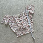 Monteau Cream Pink & Yellow Floral Crop Blouse, S Photo 4