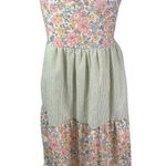 Abby & Evie Floral Print Tiered Maxi Dress Womens Size S Green White Pink Yellow Photo 0