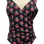 Boden Women's Floral One Piece Swimsuit Size 16R Ruched Tummy Control Swimwear Black Photo 0