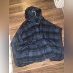 Coach  alpaca wool blue plaid cape hooded boho plaid winter holiday party classic Photo 2