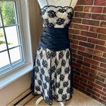80s 90s Vintage Tea Length Black Lace Spaghetti Strap Dress Junior Prom Cosplay Size undefined Photo 1