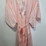 Betsey Johnson BETSY JOHNSON Pink White MRS Bridal Striped Kimono Robe Embroidered sz Medium Photo 0