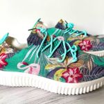 Green Floral/Swan Sneakers, Size 9 Photo 1