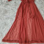 Abercrombie & Fitch Abercrombie & Fitch Short Sleeve Duster Length Kimono Red One Size Fits Most Photo 3